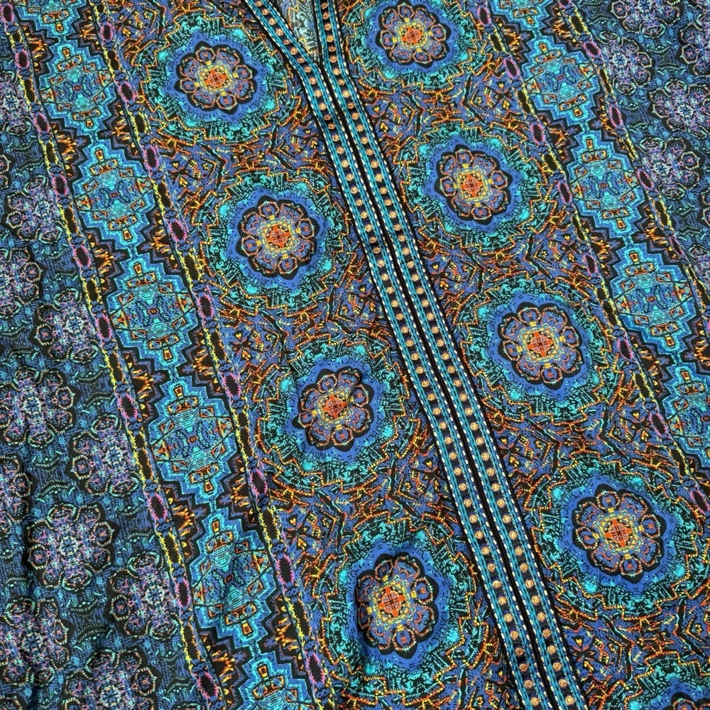 MiracleSuit Danube Bleu Tassel Tunic Caftan Cover Up Women’s Small Blue Mosaic - Picture 8 of 13
